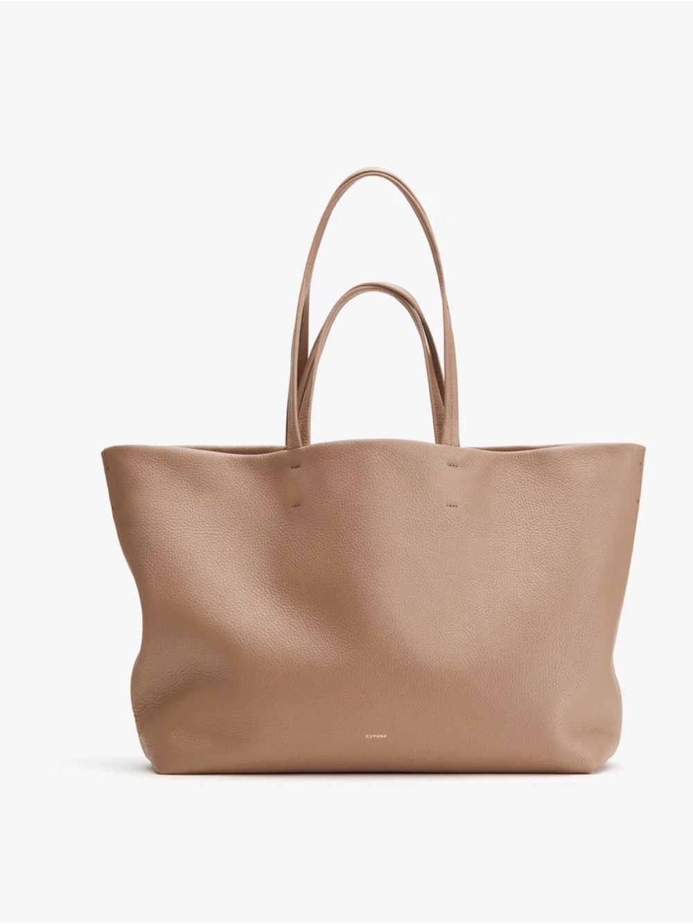 Cuyana Pebbled Leather Large Tote in Taupe
